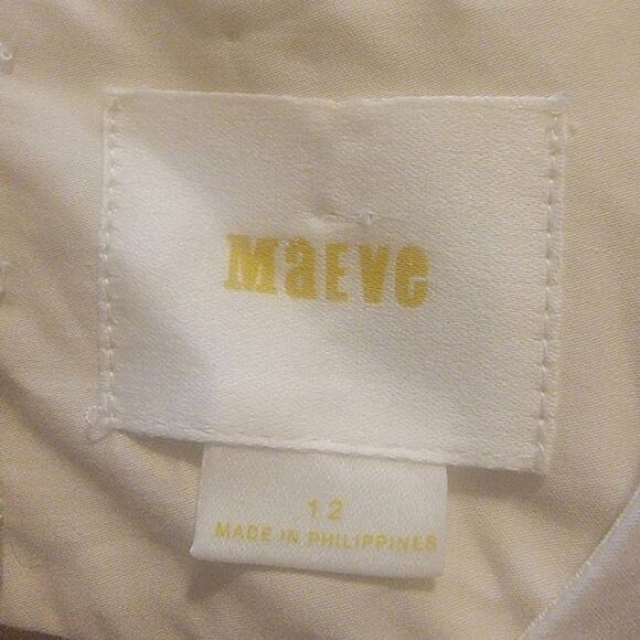 Anthropologie Maeve Floral Sleeveless Ivory Sheath Dress Size 12 - Picture 13 of 16